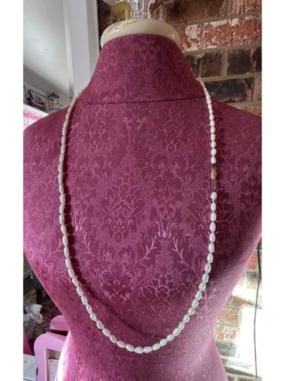 14k Gold Clasp Baroque Freshwater Pearl Necklace Hand-Knotted Classic Style 34.5 - Picture 3 of 9